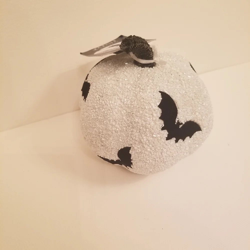 New Embellished Beaded Faux Velvet Bat Pumkin